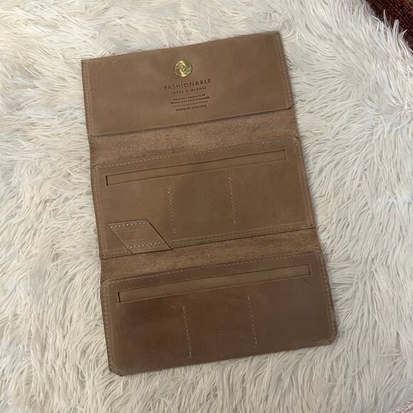 Anthropologie ABLE Soft Leather Wallet Genuine Suede Brown Snap 8x4 NEW - Picture 1 of 6